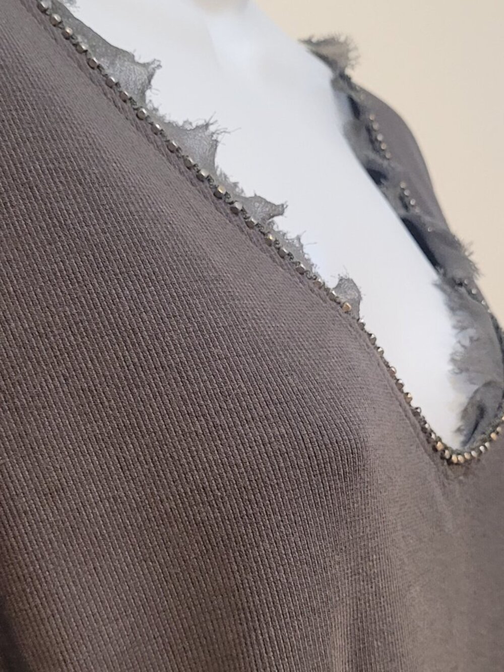 ANTONIO MELANI Large Dark Gray Long Sleeve Top, Very Elegant - Picture 2 of 6